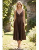 Satin Backless V-Neck Midi Dress for Garden Weddings