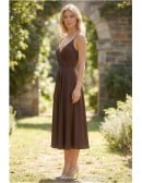 Satin Backless V-Neck Midi Dress for Garden Weddings