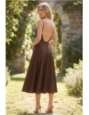 Satin Backless V-Neck Midi Dress for Garden Weddings