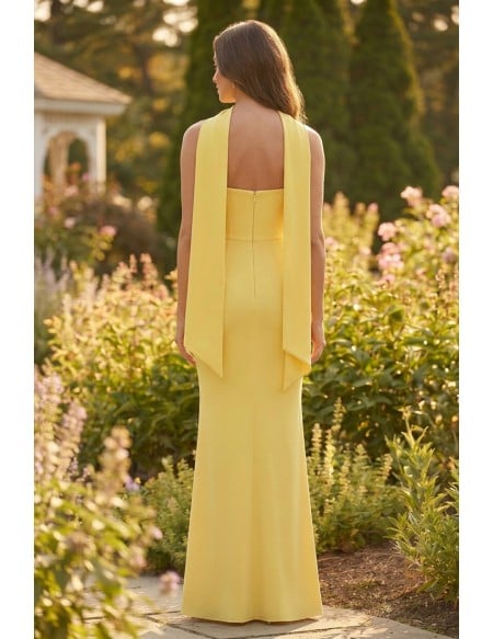 Strapless Draped-Back Maxi Dress for Garden Wedding