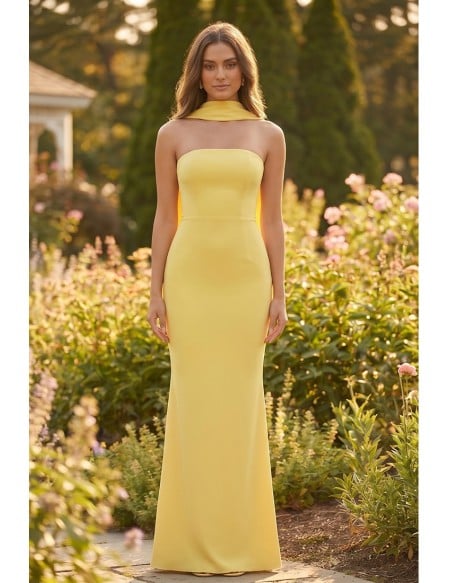 Strapless Draped-Back Maxi Dress for Garden Wedding