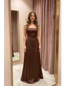 Satin Square Neck Maxi Dress for Wedding Guests