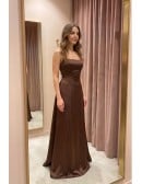 Satin Square Neck Maxi Dress for Wedding Guests