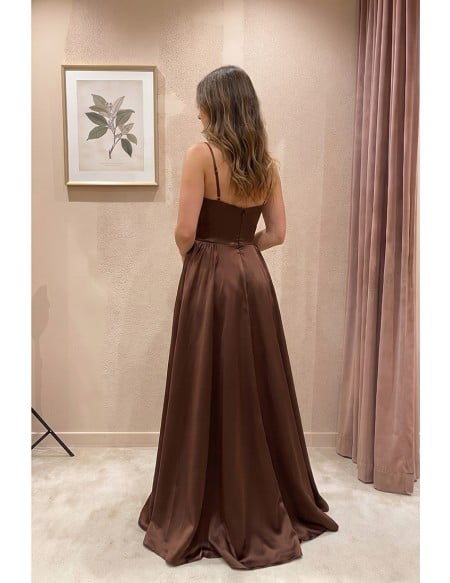 Satin Square Neck Maxi Dress for Wedding Guests