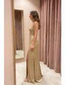 Satin Slit Maxi Slip Dress for Wedding Guests