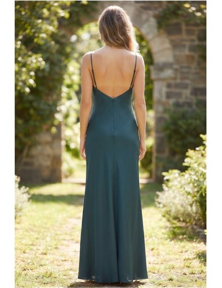 Satin Cowl Neck Slit Maxi Dress for Garden Wedding