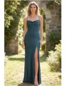 Satin Cowl Neck Slit Maxi Dress for Garden Wedding