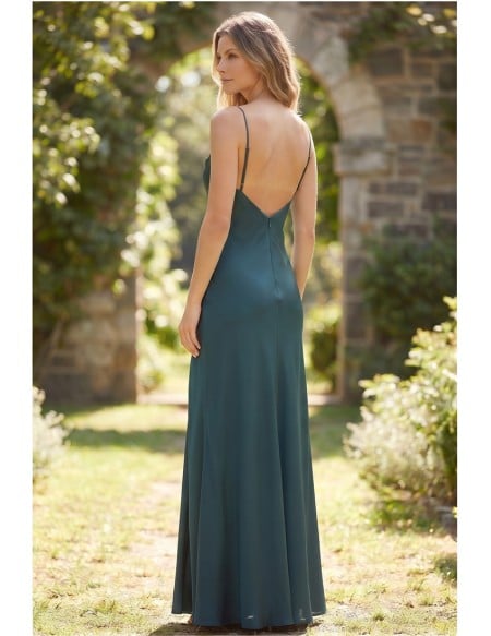 Satin Cowl Neck Slit Maxi Dress for Garden Wedding