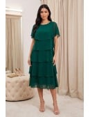 Chiffon Tiered Flowy Midi Dress for Wedding Guests
