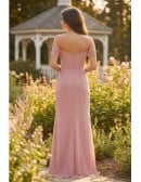 Off-Shoulder Draped Chiffon Maxi Dress for Garden Weddings