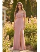 Off-Shoulder Draped Chiffon Maxi Dress for Garden Weddings