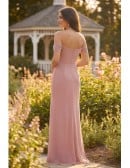 Off-Shoulder Draped Chiffon Maxi Dress for Garden Weddings