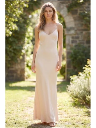 Satin Slip Backless Maxi Dress for Outdoor Summer Weddings