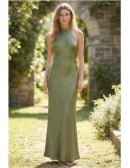 Satin Halter Open-Back Slip Dress for Garden Weddings