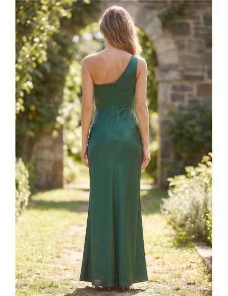 One-Shoulder Satin Open-Back Maxi Dress for Outdoor Summer Weddings