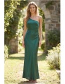 One-Shoulder Satin Open-Back Maxi Dress for Outdoor Summer Weddings