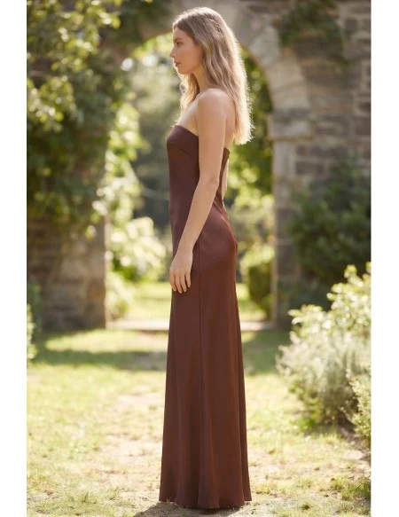 Satin Strapless Open-Back Maxi Dress for Garden Weddings