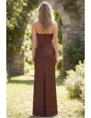 Satin Strapless Open-Back Maxi Dress for Garden Weddings