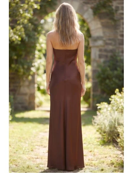 Satin Strapless Open-Back Maxi Dress for Garden Weddings