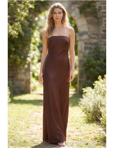 Satin Strapless Open-Back Maxi Dress for Garden Weddings