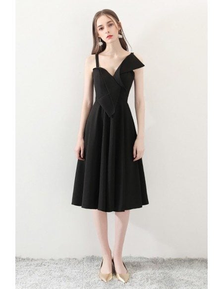 2018 Black Aline Simple Homecoming Dress Tea Length