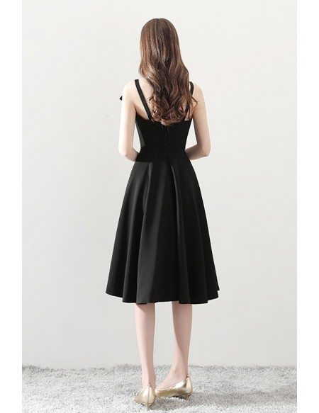 2018 Black Aline Simple Homecoming Dress Tea Length