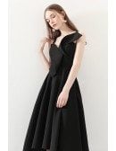 2018 Black Aline Simple Homecoming Dress Tea Length