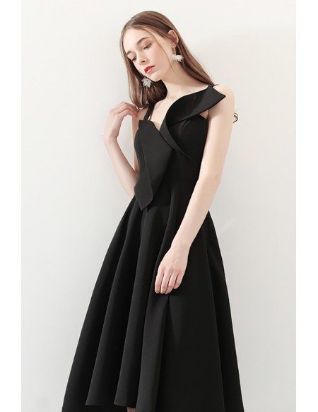 2018 Black Aline Simple Homecoming Dress Tea Length