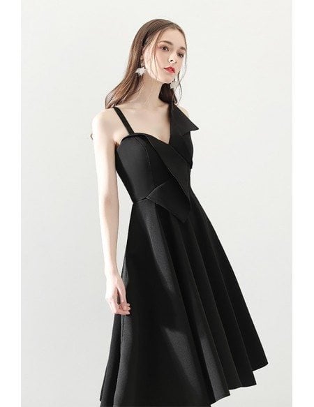 2018 Black Aline Simple Homecoming Dress Tea Length