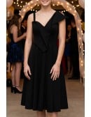 2018 Black Aline Simple Homecoming Dress Tea Length