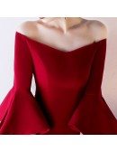 Gorgeous Burgundy Off Shoulder Homecoming Dress Short with Bell Sleeves
