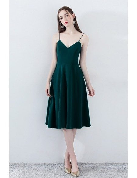 Simple Chic Dark Green Homecoming Dress V-neck with Straps