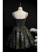 Gothic Dark Grey with Bling Sequins Short Tulle Homecoming Prom Dress with Corset Top