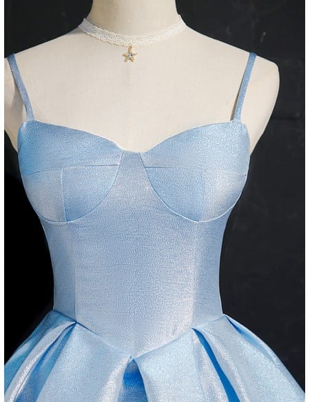 Sparkly Sky Blue Short Ruffled Party Dress with Straps
