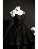 Gothic Strappy Black Tulle Short Homecoming Prom Dress