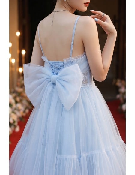 Light Blue Short Tulle Gorgeous Homecoming Dress with Straps