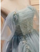 Fairytale Dusty Ruffled Tulle Short Homecoming Dress with Beaded Lace
