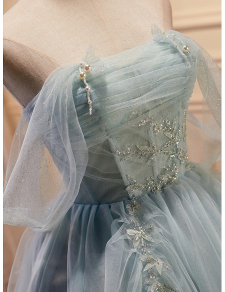 Fairytale Dusty Ruffled Tulle Short Homecoming Dress with Beaded Lace