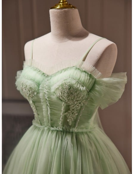 Green Tulle Lovely Homecoming Short Prom Dress with Bow Sash In Back