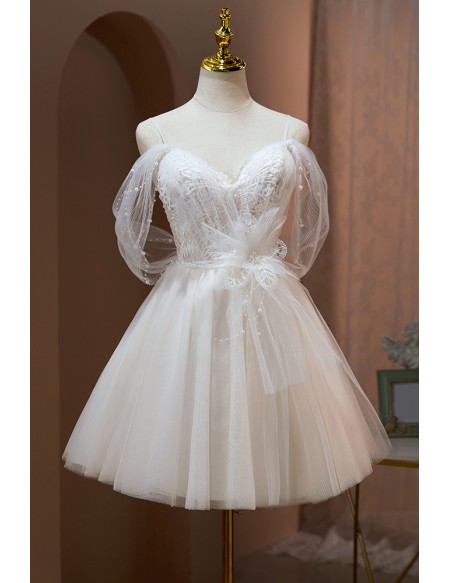 Fairy Lace Short Tulle Homecoming Dress with Tulle Straps