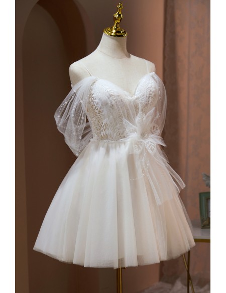 Fairy Lace Short Tulle Homecoming Dress with Tulle Straps