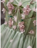 Fairytale Dusty Green Tulle Strapless Short Prom Dress with Flowers