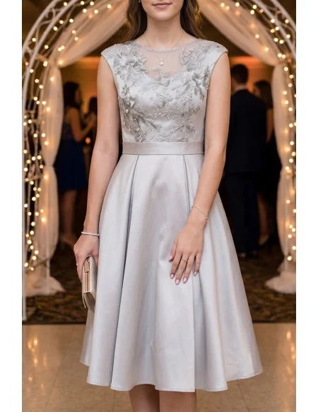 Elegant Grey Knee Length Homecoming Dress Sleeveless