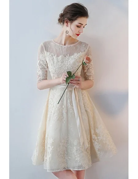 Black Tulle Short Homecoming Dress With Lace Half Sleeves