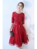 Black Tulle Short Homecoming Dress With Lace Half Sleeves