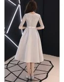 Modest Grey Midi Hoco Party Dress With Half Sleeves