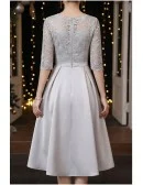Modest Grey Midi Hoco Party Dress With Half Sleeves