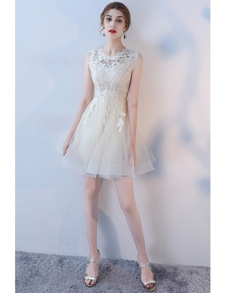 Gorgeous Mini Puffy Tulle Homecoming Dance Dress Lace Sleeveless