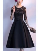Pleated Elegant Lace Homecoming Dress With Lace Half Sleeves