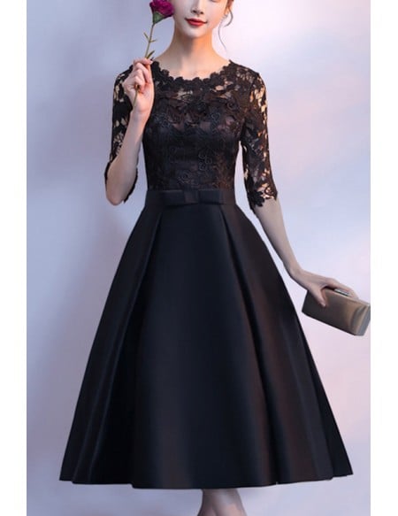 Pleated Elegant Lace Homecoming Dress With Lace Half Sleeves